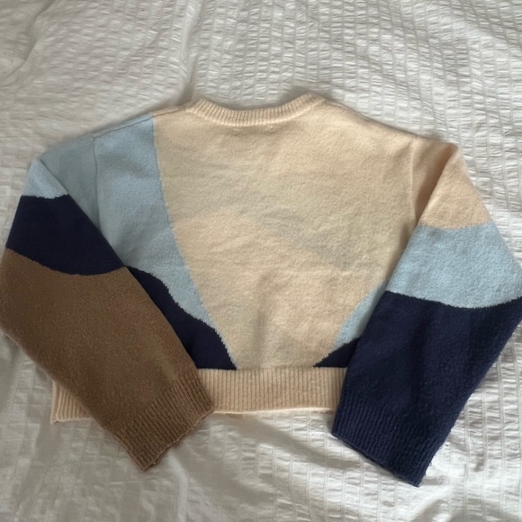 Oak + Fort CROPPED BOXY PATTERNED INTARSIA SWEATER - Picture 9 of 9